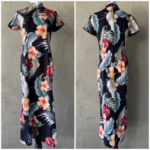 🌺 “Young Hawaii” Muumuu Maxi-Dress Cheongsam size M - Picture 2 of 12